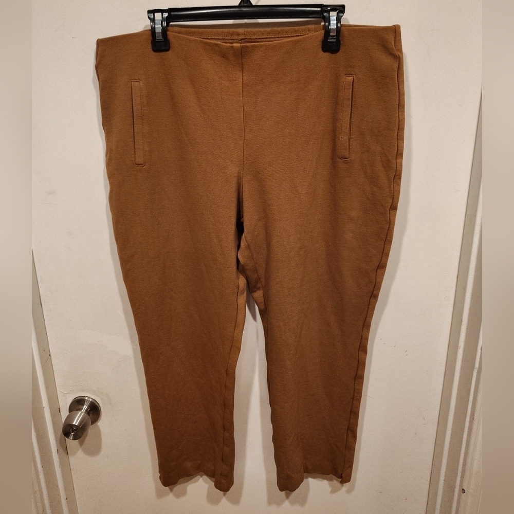 Chico's Brown Ponte Knit Tapered Ankle Pants Sz 3 (XL) Casual Pull-On Travel